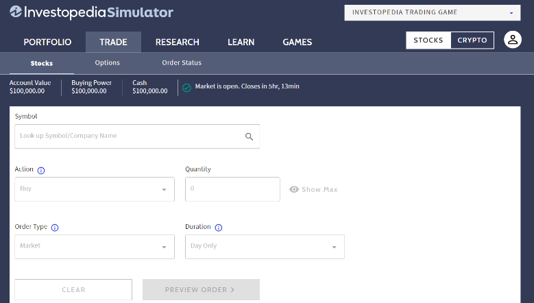 Investopedia Simulator Screenshot