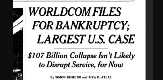 Worldcom files for bankruptcy