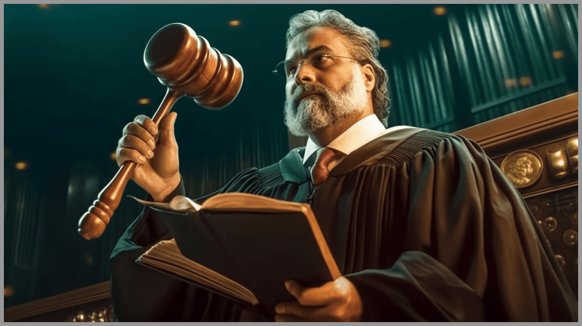 Tiesnesis pasludina spriedumu ar āmuru rokā