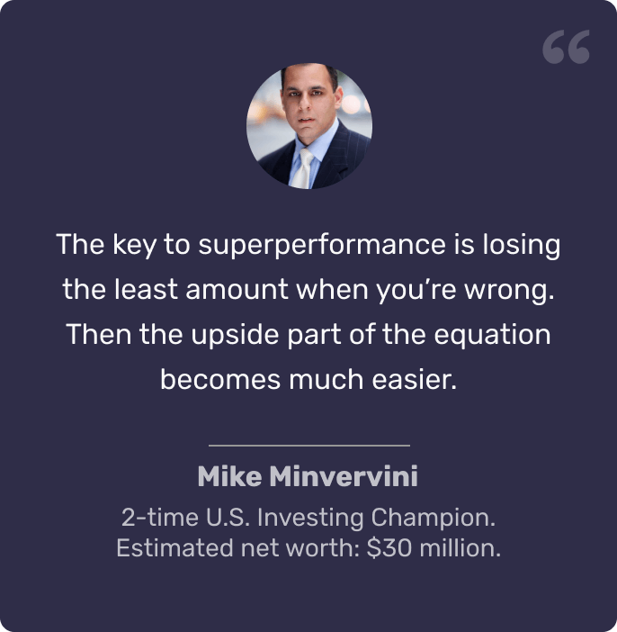 mark minervini trading quote - the key to superperformance is losing the least amount when you're wrong